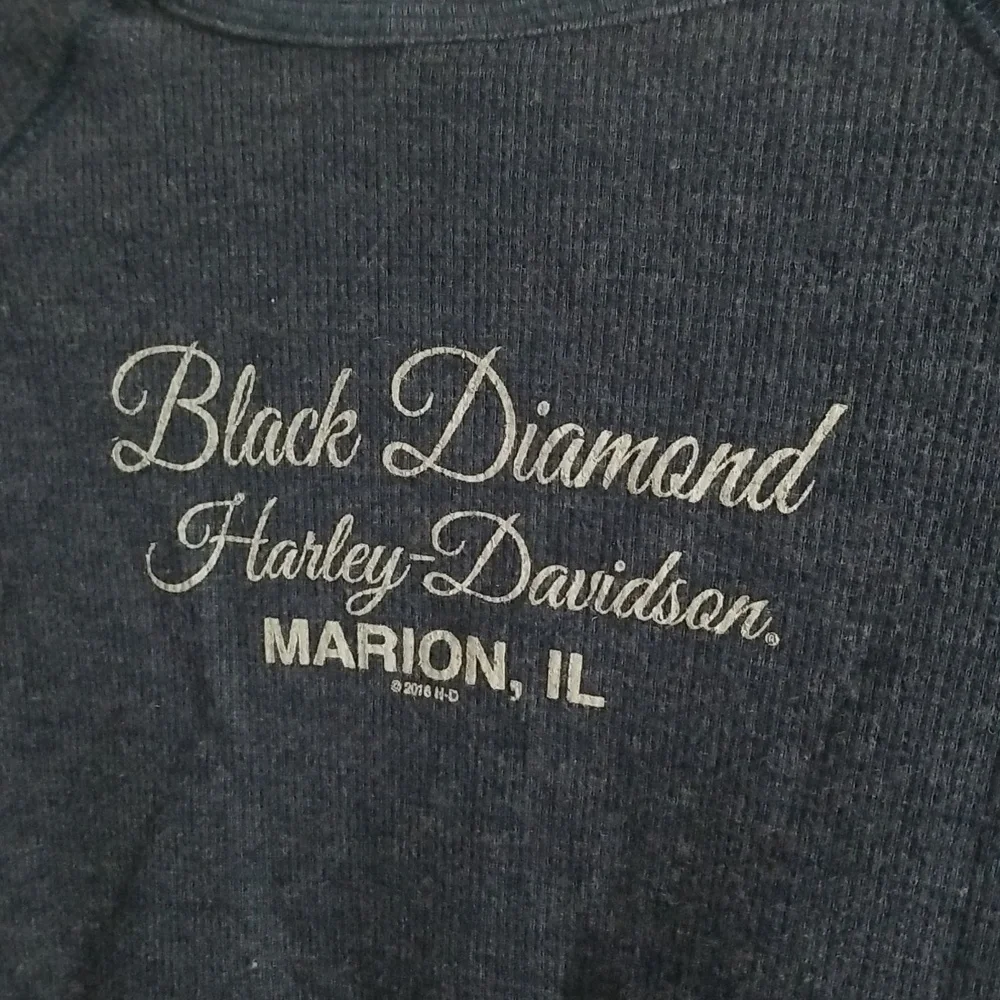 Harley Davidson L/S Blue and Metallic Top Sz Small - Picture 7 of 7